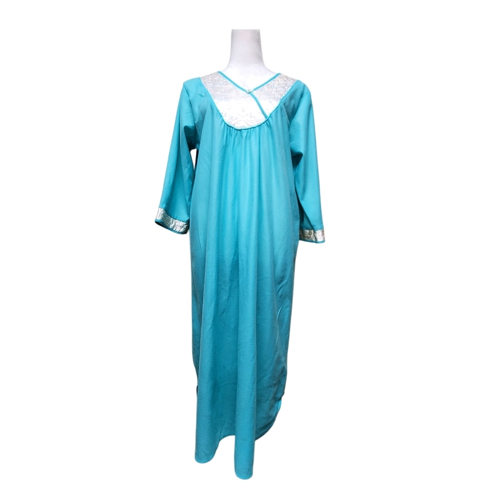 Kelly Reed Teal Nightgown with Lace Details Size See Measurements